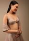 Shadow Grey Backless Blouse In Satin With Plunging Sweetheart Neckline And Curved Hem