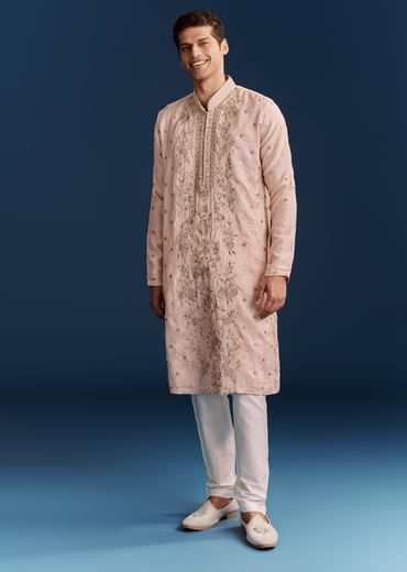 Silk Kurta Set With Resham Thread And Sequins