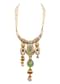 Silver And Mint Green Oxidized Ethnic Necklace In Mix Metal