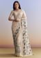 Silver Tissue Saree With Intricate Resham Motifs And Beaded Border Embroidery