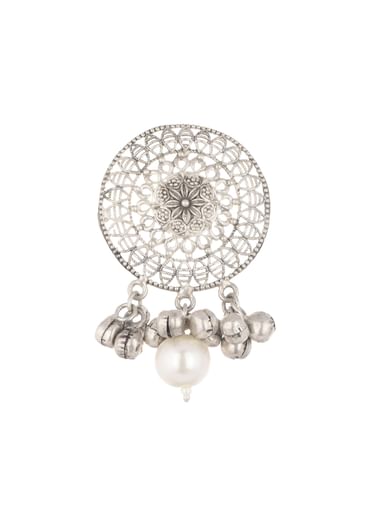 Silver Finish Choker And Earring Set Infused With Kundan Work And Pearls