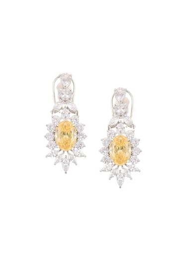 Silver Finish Elizabethian Necklace Set with Champagne Oval Stone and Faux diamonds