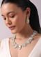 Silver Finish Elizabethian Necklace Set with Champagne Oval Stone and Faux diamonds