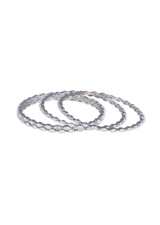 Silver Finish Linear Bangles Set of 4 Silver Finish Linear Bangles Set of 4