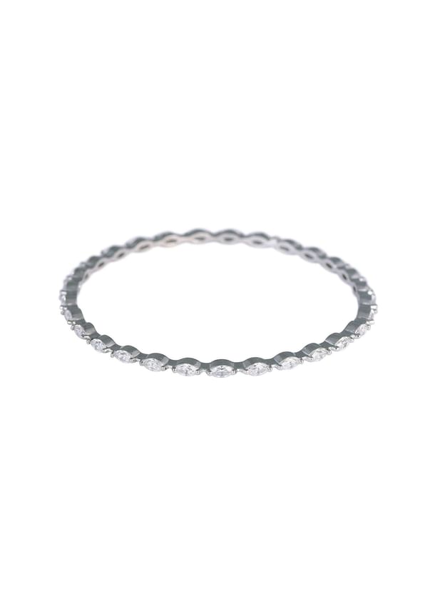 Silver Finish Linear Bangles Set of 4 Silver Finish Linear Bangles Set of 4
