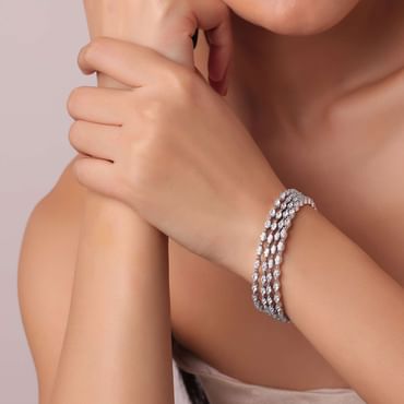 Silver Finish Linear Bangles Set of 4