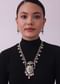 Silver Finish Oxidised Long Necklace Set With Beads