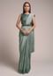 Silver Grey Half And Half Saree In Satin Silk With Sequins Border And Crushed Pallu Online - Kalki Fashion