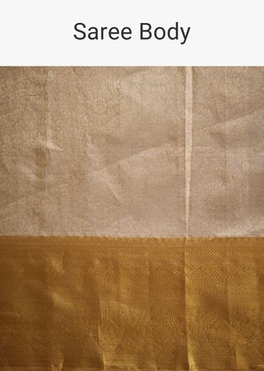 Silver Kanjivaram Silk Saree With Gold Contrast Border And Pallu