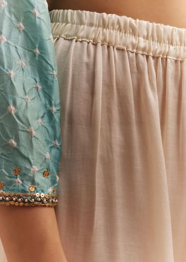 Sky Blue Bandhani Embroidered Kurta Dhoti
