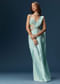 Sky Blue Ready Pleated Saree With Blouse And Belt