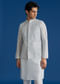 Sky Blue Silk Embroidered Jacket Kurta Set