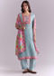 Sky Blue Silk Kurta Set With Ikat Style Print