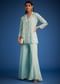 Sky Blue Tissue Embroidered Jacket Palazzo Set