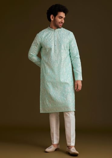Sky Blue Embroidered Kurta Set