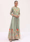 Sky Blue Embroidered Silk Long Kurti