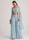 Sky Blue Georgette Palazzo Set With Embroidered Cape