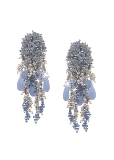 Sky Blue Handcrafted Dangler Earrings In Mix Metal
