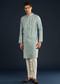 Sky Blue Silk Kurta Set with Floral Motifs