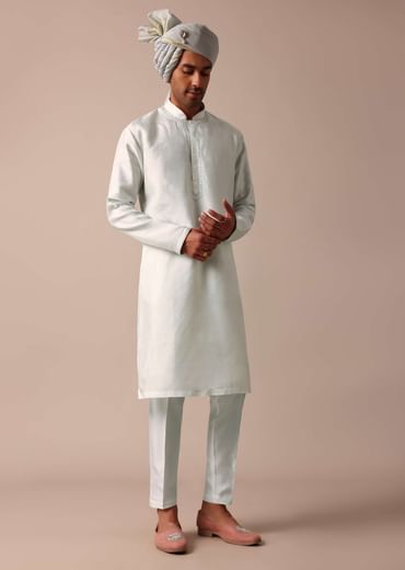 Sky Blue Silk Sherwani With Exquisite All-Over Embroidery