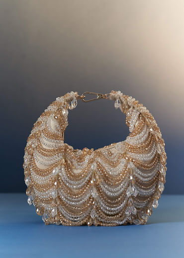 Soft Gold Potli With Dense Beadwork