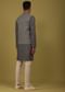 Slate Grey Thread And Sequins Embroidered Cotton Bandi Jacket Set