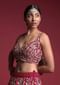 Strawberry Pink Choli In Raw Silk Adorned With Resham And Zardosi Embroidered Floral Jaal
