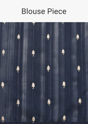 Stunning Blue Semi Tussar Silk Saree