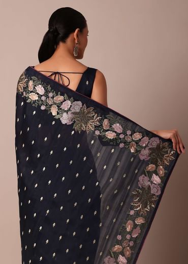 Stunning Blue Semi Tussar Silk Saree