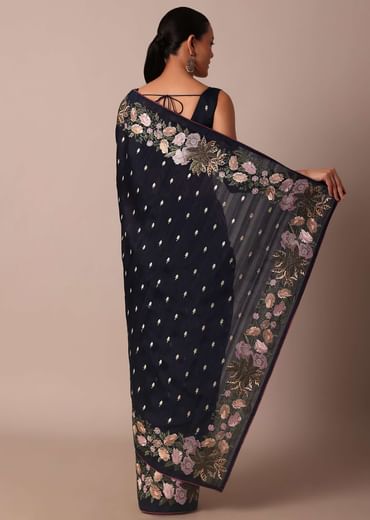 Stunning Blue Semi Tussar Silk Saree