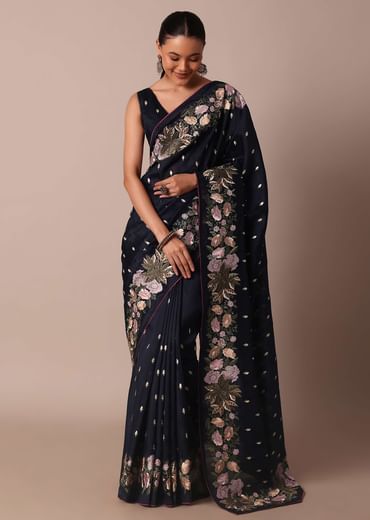 Stunning Blue Semi Tussar Silk Saree