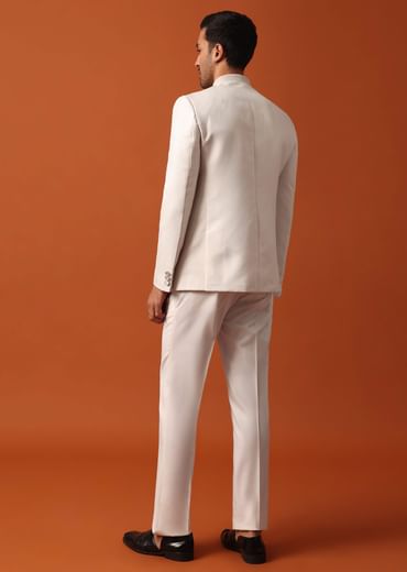 Stunning Pristine White Bandhgala Jodhpuri Suit