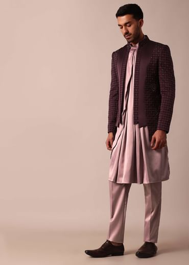 Stylish Purple Indowestern For Men