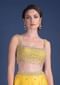 Sunset Yellow Blouse With Heavy Embossed Embroidery In Floral Butti Design