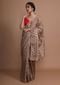 Tan Brown Saree In Silk With Resham Embroidered Floral Buttis