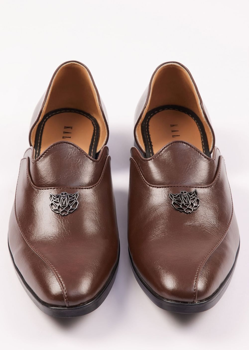 Tan Brown Glossy Juttis For Men