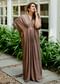 Taupe Sequins Kaftan Dress With Gathers In The Front And Plunging Neckline