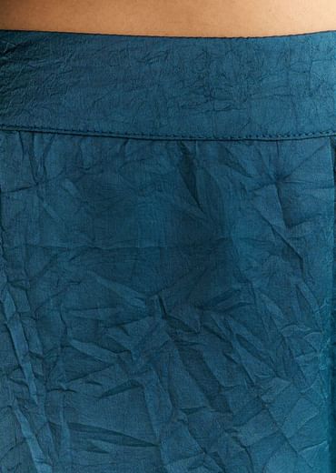Teal Blue Crush Silk Kaftaan Set Styled With Stone Neckpiece