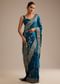 Teal Blue Satin Saree With Zari Woven Work