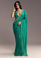 Teal Green Organza Saree With Cut Dana And Sequin Detailing