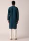 Teal Cotton Silk Kurta Set For Men