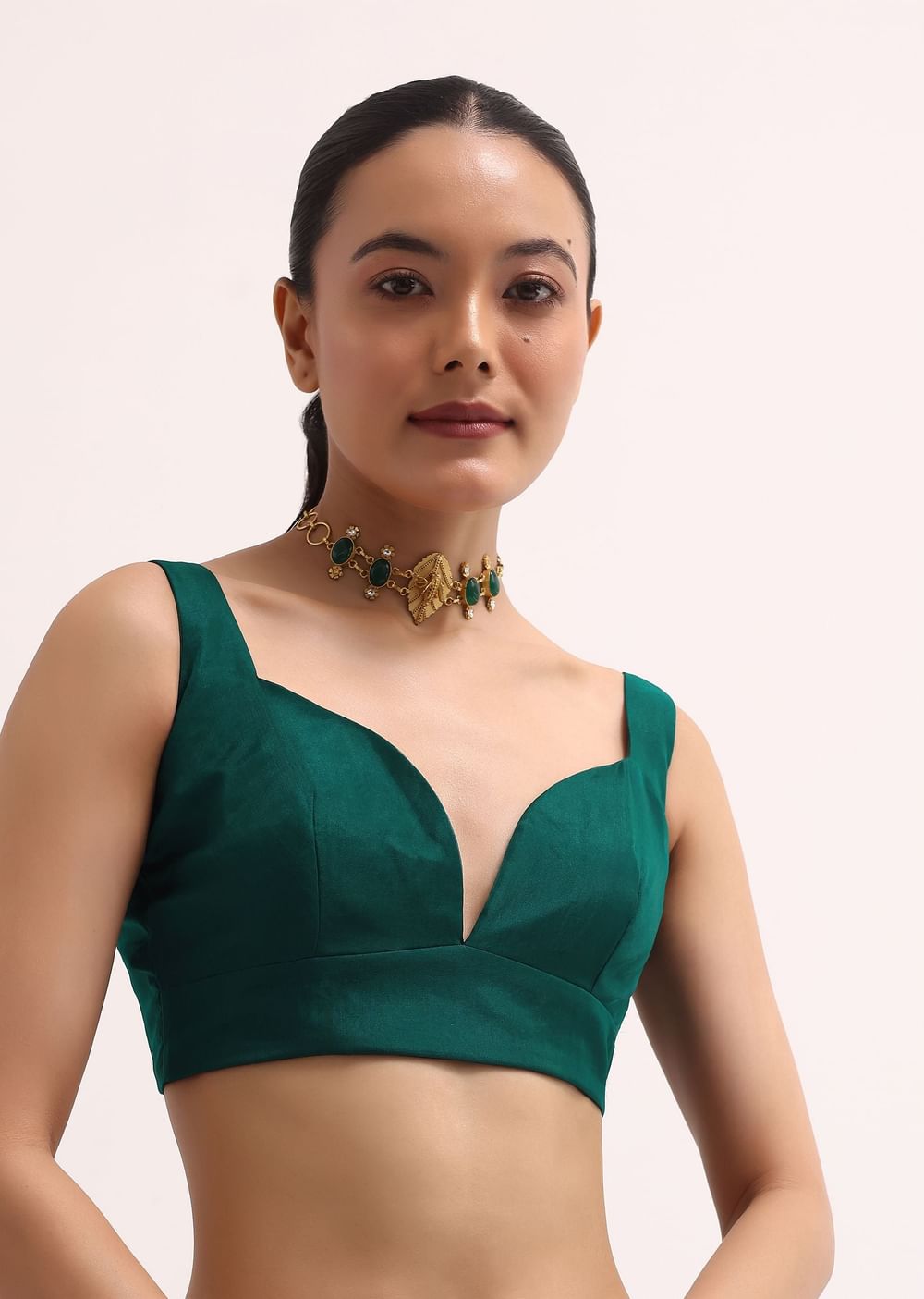 Teal Green Organza Saree With Unstitched Blouse