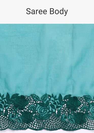 Teal Green Organza Saree With Unstitched Blouse