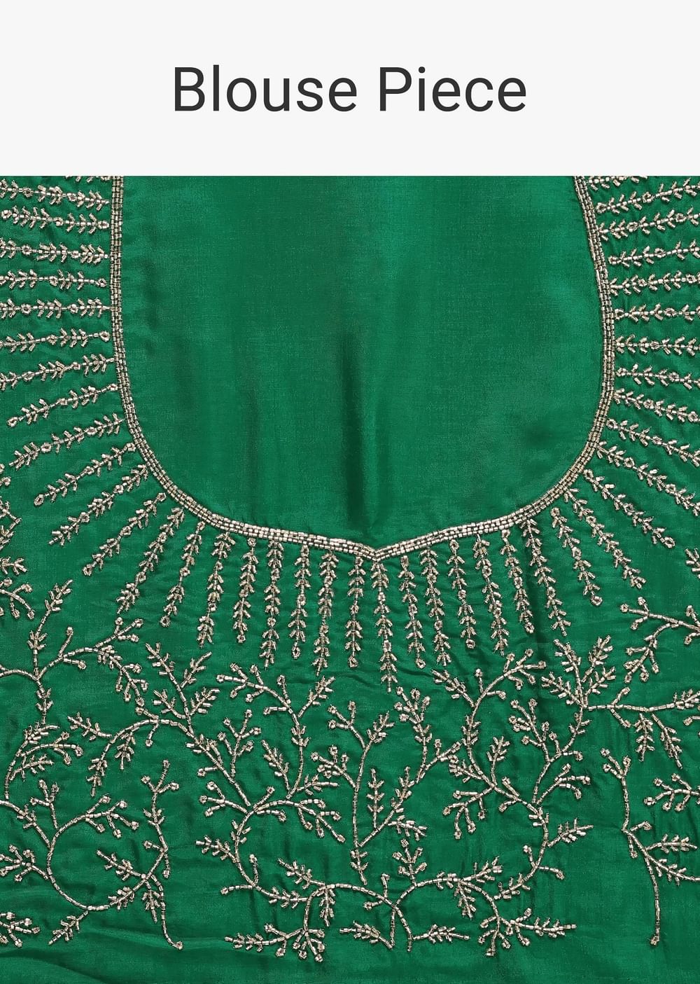 Teal Green Plain Organza Saree With Heavy Cut Dana Work