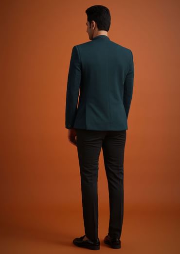 Teal Tuxedo And Trouser Set