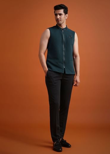 Teal Tuxedo And Trouser Set