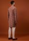 Peach Pink Floral Embroidered Kurta Set In Suede Velvet