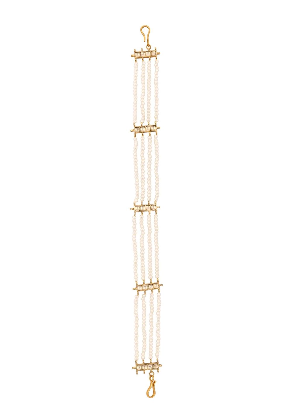 Gold Finish Kundan Polki Beads And Pearls Sheeshpatti