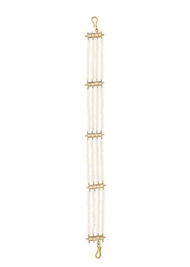 Gold Finish Kundan Polki Beads And Pearls Sheeshpatti