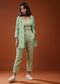 Three Piece Mint Green Printed Co-ord Set In Silk